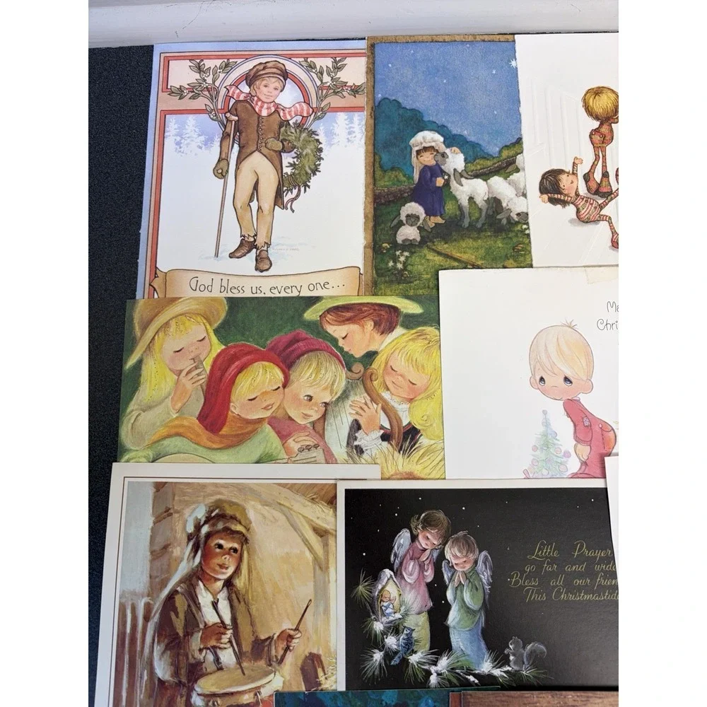 Vintage Christmas Cards Fronts ONLY Kids Children Scrapbooking Crafts Lot of 50+